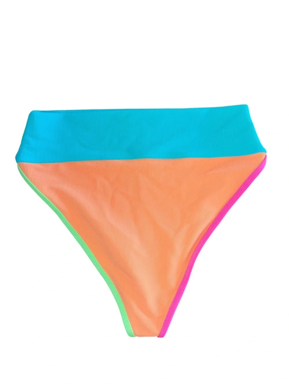 Beach Riot Women's Emmy Colorblock High Waist Bikini Bottoms Aqua Haze XL